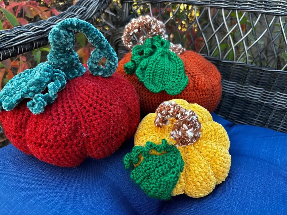 Set of 3 Handmade Pumpkin Plushie Throw Pillows, Cottagecore, Cozy Fall Accents